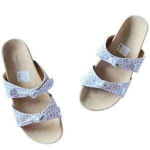 Jack Rogers Polka Dot Rose Double Knot Comfort Slide Sandals Two Strap 11 NWOB
